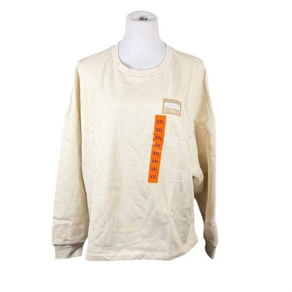 Puma‎ Womens XXL Cream Beige Oversized Fleece Crewneck Sweatshirt New 685750-02